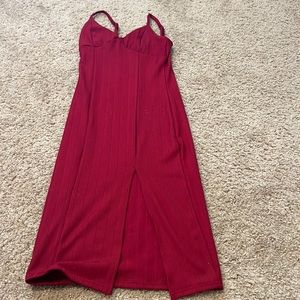 Red high slit dress